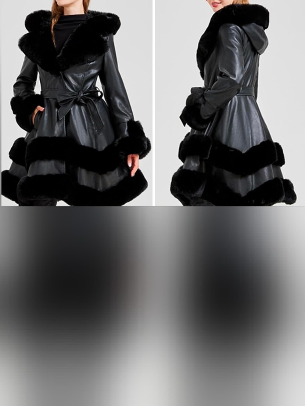 Womens Hooded Warm Winter Coat Faux Leather